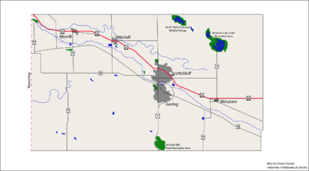 Scotts Bluff County Road Map