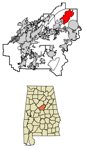Location of Sterrett in Shelby County, Alabama.