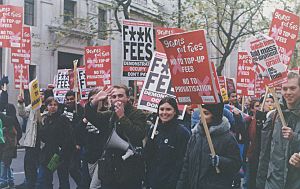 Student march for 'grants not fees', November, 2000