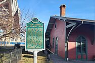 Tom Edison at Grand Trunk historic marker