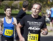 Tony Abbott competing in the Lake to Lagoon in Wagga Wagga