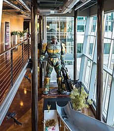 View on the statue. Epic Games HQ, Cary