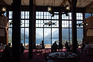 Waterton Lake, from inside the Prince of Wales Hotel (4176238583)