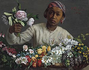 Young Woman with Peonies A32212
