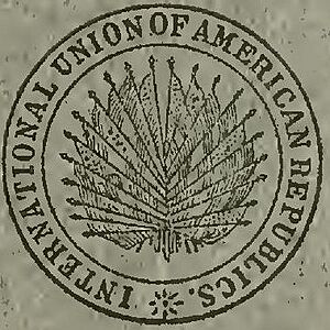 "International Union of American Republics" logo in 1909 - from publication Cacao (1909) (IA cacao00inte) (page 1 crop)
