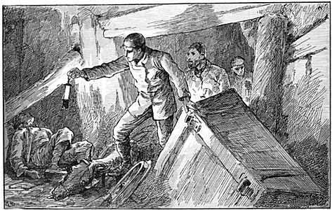 07 After the first explosion - the search party-Illustration by Gordon Browne for Facing Death by G A Henty