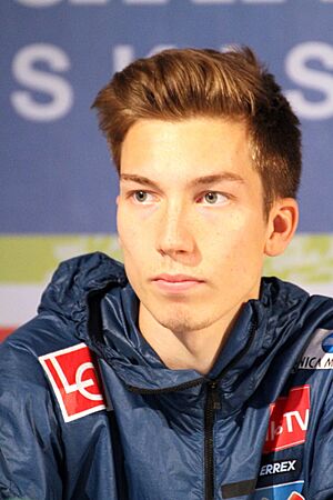 2017-10-03 FIS SGP 2017 Klingenthal Siegerehrung Pressekonferenz Johann André Forfang 001.jpg