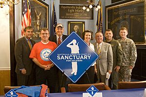 A sign for the Sanctuary for Soldiers