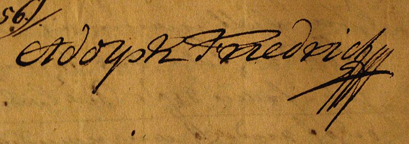 Adolf Fredriks namnteckning 1756