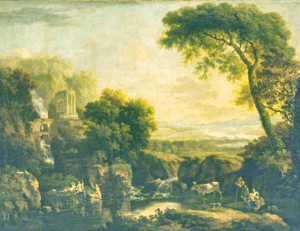 An Italianate wooded river landscape