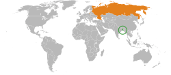 Map indicating location of Bangladesh and Russia
