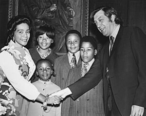 Coretta Scott King and family with NEC President Gunther Schuller