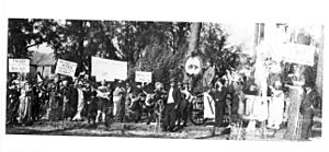 Demonstration probably against women's suffrage in De Leon Springs, Florida, March 17, 1917