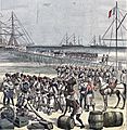 Desembarco en Cotonou de tropas senegalesas. Le Petit Journal, 21may1892