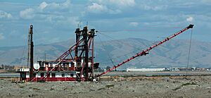 Dredger near the Dumbarton Bridge in California