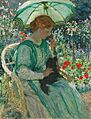 E Phillips Fox - The green parasol, 1912