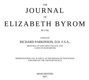 Elizabeth Byrom's 1745 diary published and editted by Richard Parkinson.png