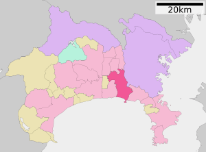 Location of Fujisawa in Kanagawa Prefecture