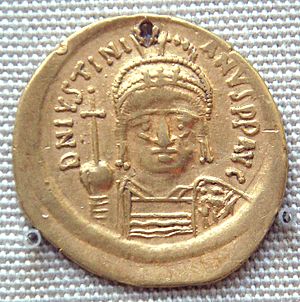 Gold coin of Justinian I 527CE 565CE excavated in India probably in the south