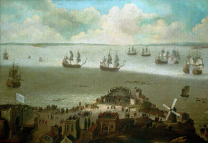 HM Ship 'Tiger' Taking the 'Schakerloo' in the Harbour of Cadiz, 23 February 1674 RMG BHC0320f