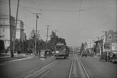 Hollywood Line Pacific Electric streetcar on Hollywood Boulevard near the Garden Court Apartments