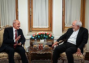 Iranian FM Javad Zarif meeting Nabih Berri in his office
