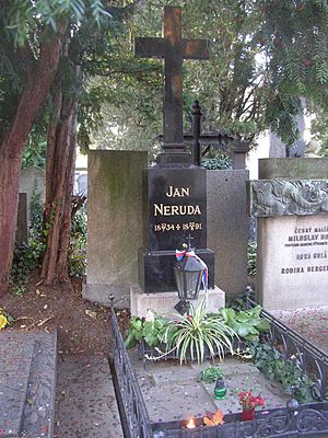 Jan Neruda grave Vysehrad Cemetery Prague CZ 807