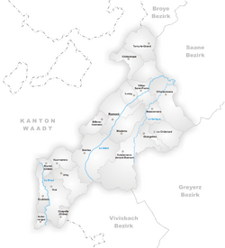 Karte Gemeinden des Bezirks Glâne 2006