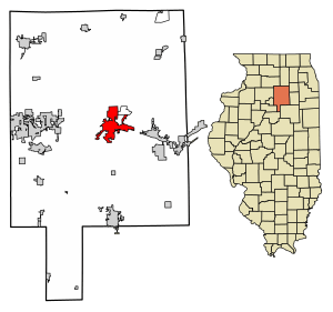 Location of Ottawa in LaSalle County, Illinois.