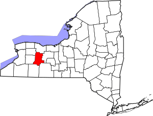 Map of New York highlighting Livingston County