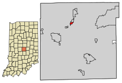 Location of Rocky Ripple in Marion County, Indiana.
