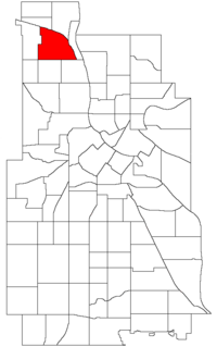 Location of Webber-Camden within the U.S. city of Minneapolis
