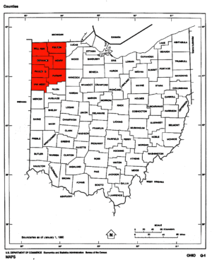 Ohio Counties highlighting Extreme Northwest Ohio
