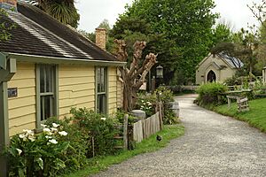Old cottage and church in Howick Historical Village