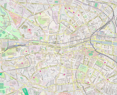 Map of Dublin; the Dublin Docklands are circled.