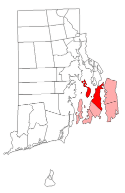 Location of Portsmouth in Newport County, Rhode Island