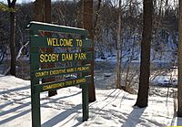 Scoby Dam Park sign