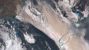 Smoke cloud over New Zealand, 1 January 2020