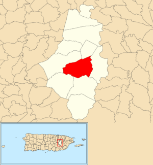 Location of Turabo within the municipality of Caguas shown in red