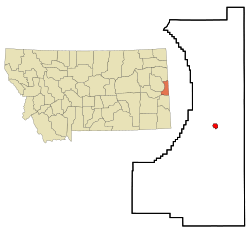 Location of Wibaux, Montana