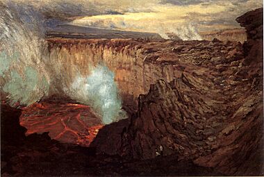 'Kilauea Caldera', oil on canvas painting by Ernst William Christmas, 1916-1918