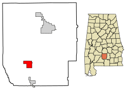 Location of Georgiana in Butler County, Alabama.