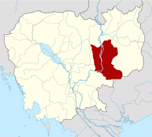 Map of Cambodia highlighting Kratié