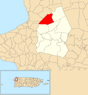 Location of Centro within the municipality of Moca shown in red