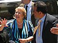 Chilean President Michelle Bachelet with Mayor of Pichilemu Roberto Córdova