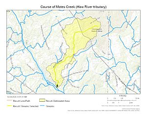 Course of Motes Creek (Haw River tributary)