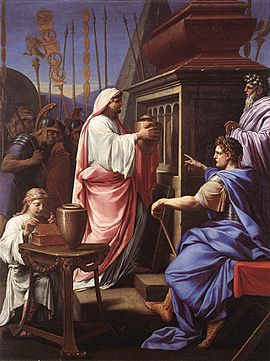 Eustache Le Sueur - Caligula Depositing the Ashes of his Mother and Brother in the Tomb of his Ancestors - WGA12607