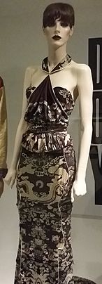 Evening dress in Chinese dragon print satin by Tom Ford for Yves Saint Laurent Rive Gauche. Dress of the Year, 2004