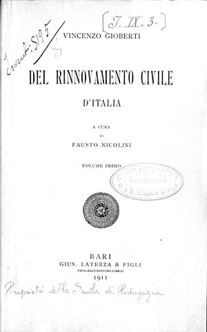 Gioberti - Del rinnovamento civile d'Italia, 1911 - 1832099