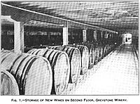 A large room filled with wine barrels